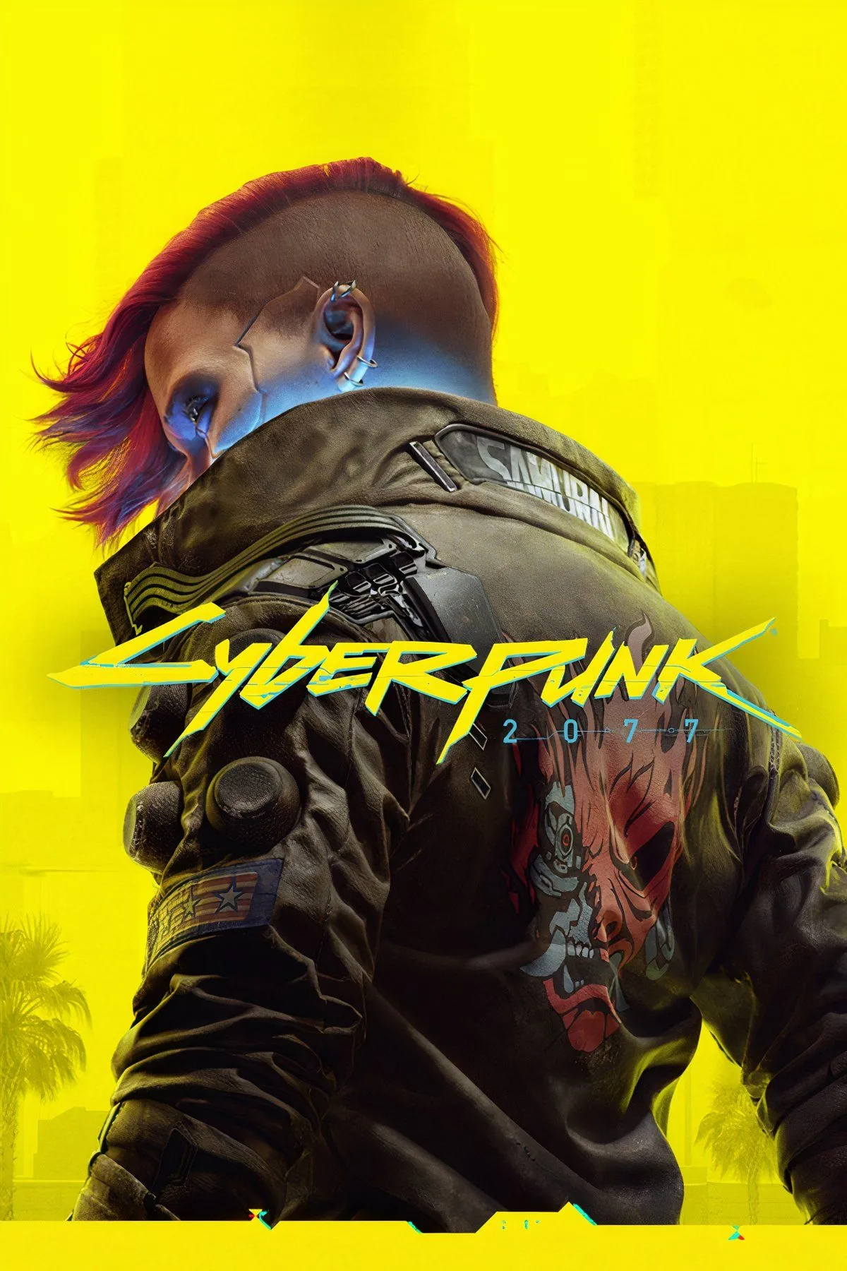 Hình ảnh tổng hợp về Cyberpunk 2077 với nhân vật V và logo CD Projekt Red, đại diện cho bản cập nhật mới.