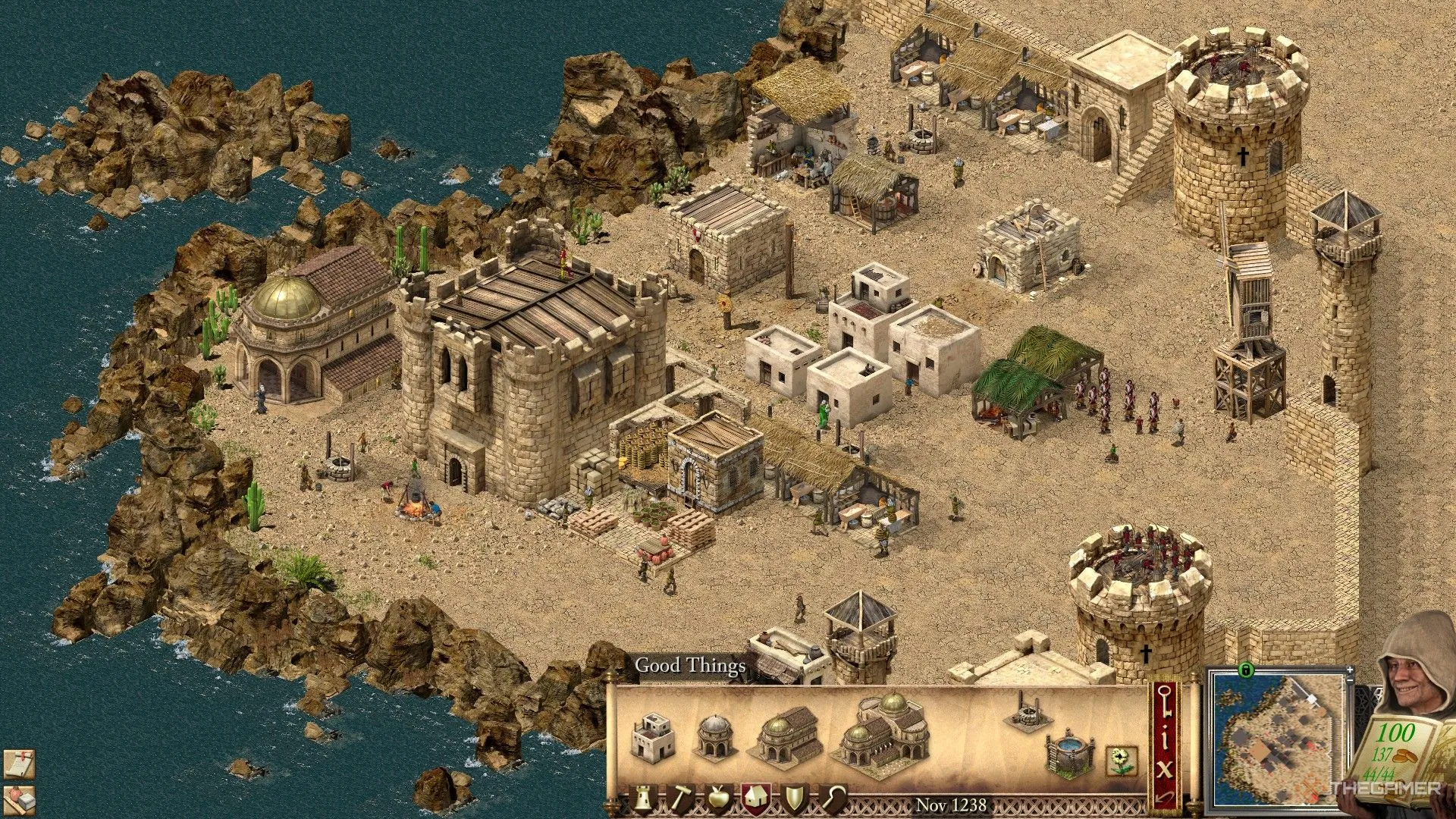 Lâu đài được xây dựng kiên cố với tường đá và kho dự trữ lớn trong Stronghold Crusader Definitive Edition