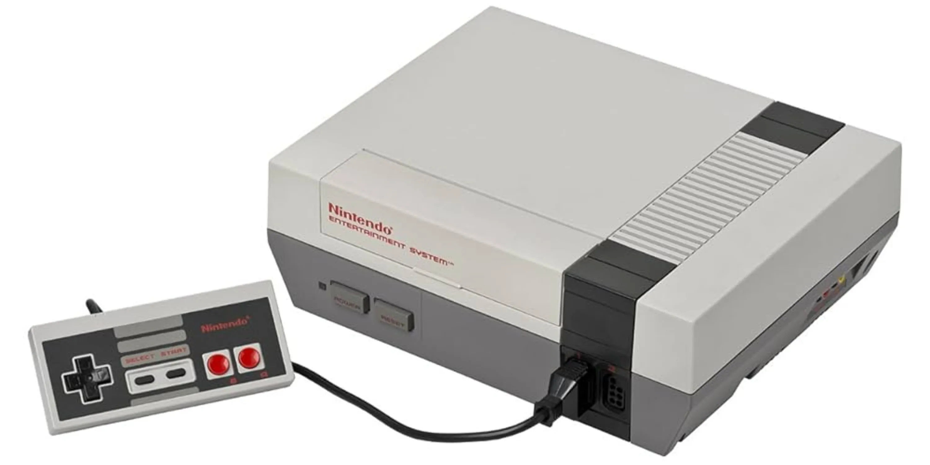 Máy chơi game NES (Nintendo Entertainment System) kèm một tay cầm, được cho là đã cắm sai vào SNES trên sóng BBC.