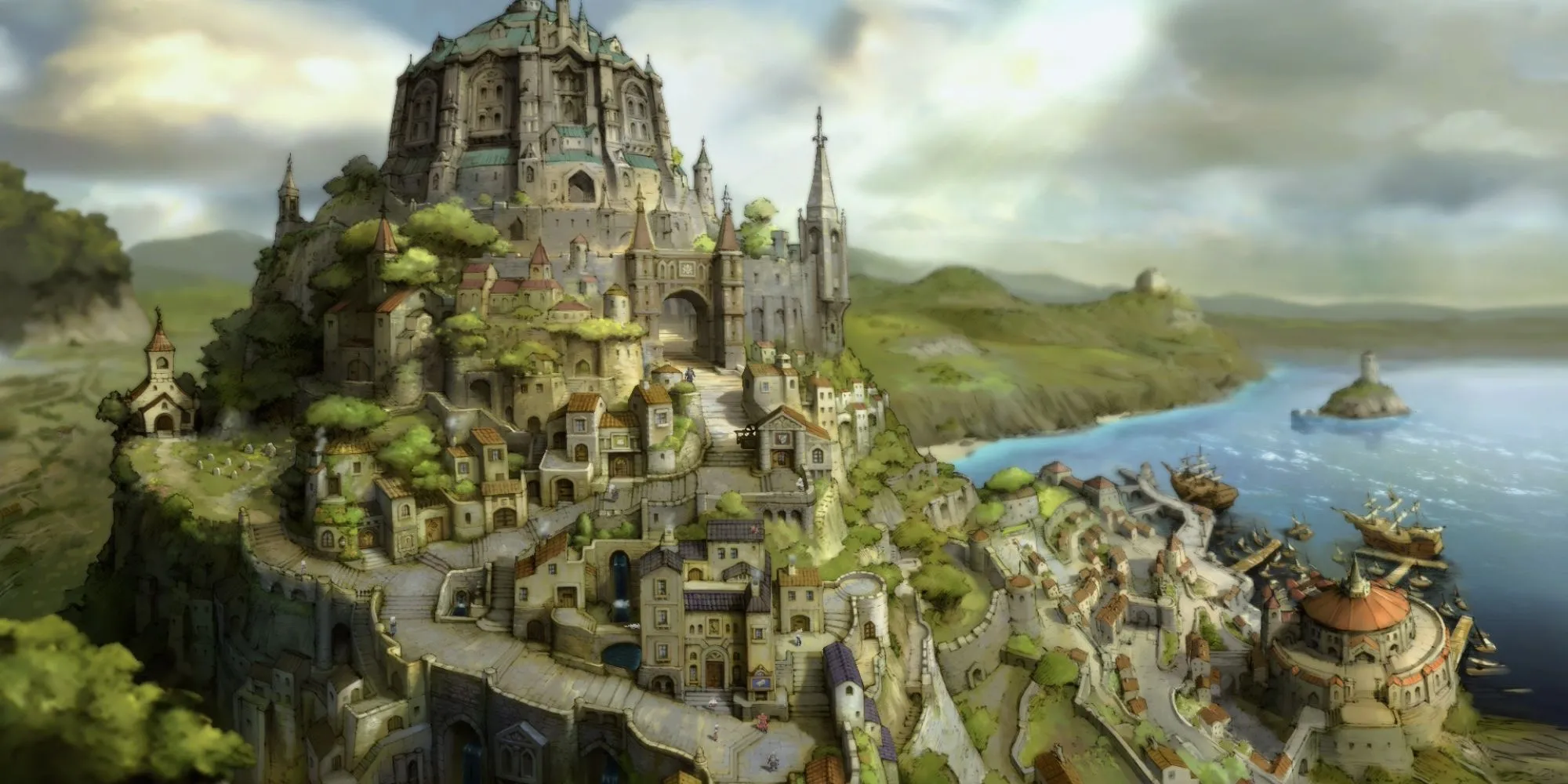 Môi trường thế giới game Bravely Default Flying Fairy HD Remaster được nâng cấp đồ họa chi tiết và sống động hơn
