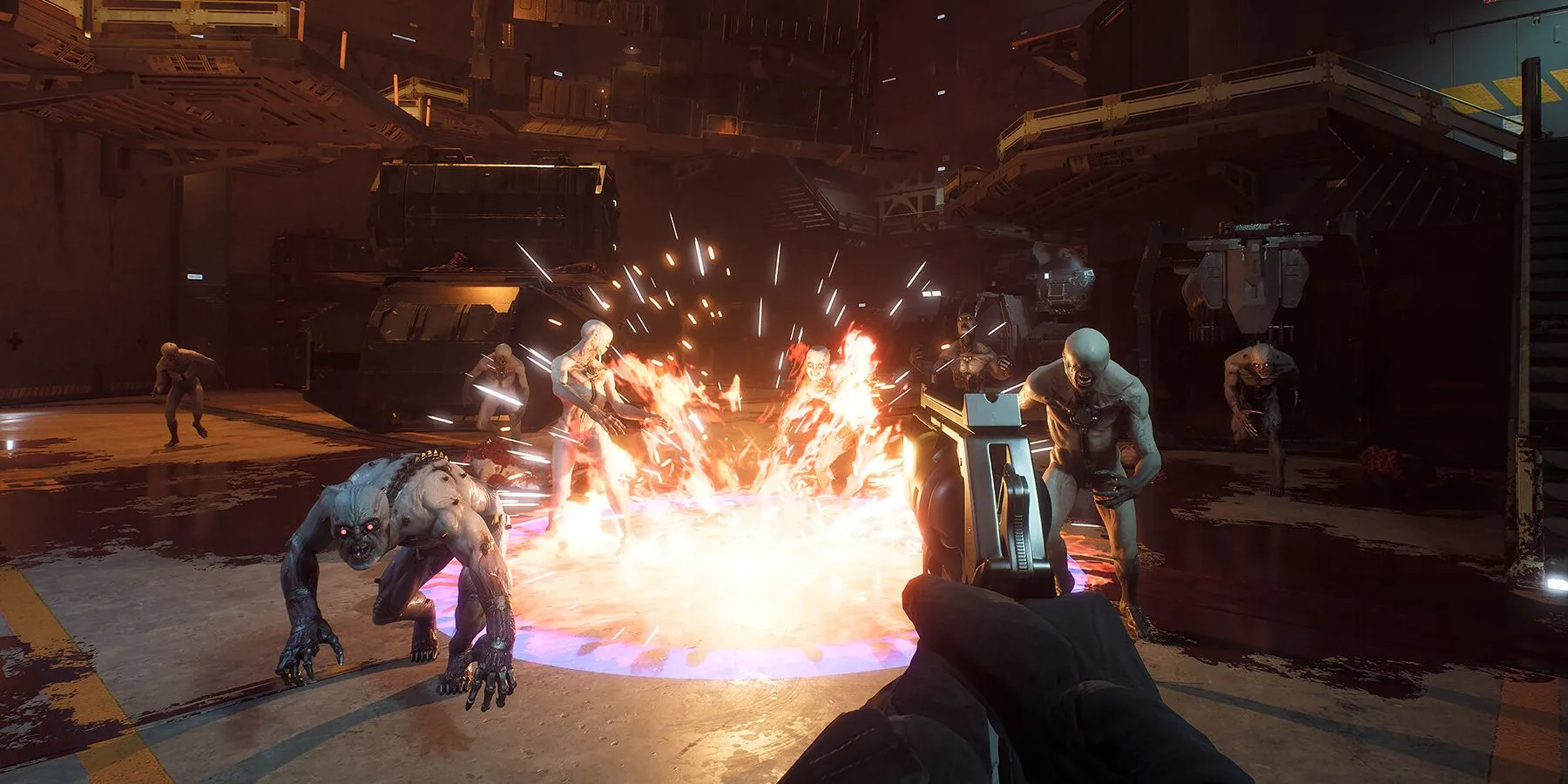 Một cảnh chiến đấu dữ dội trong Killing Floor 3 với hiệu ứng vụ nổ