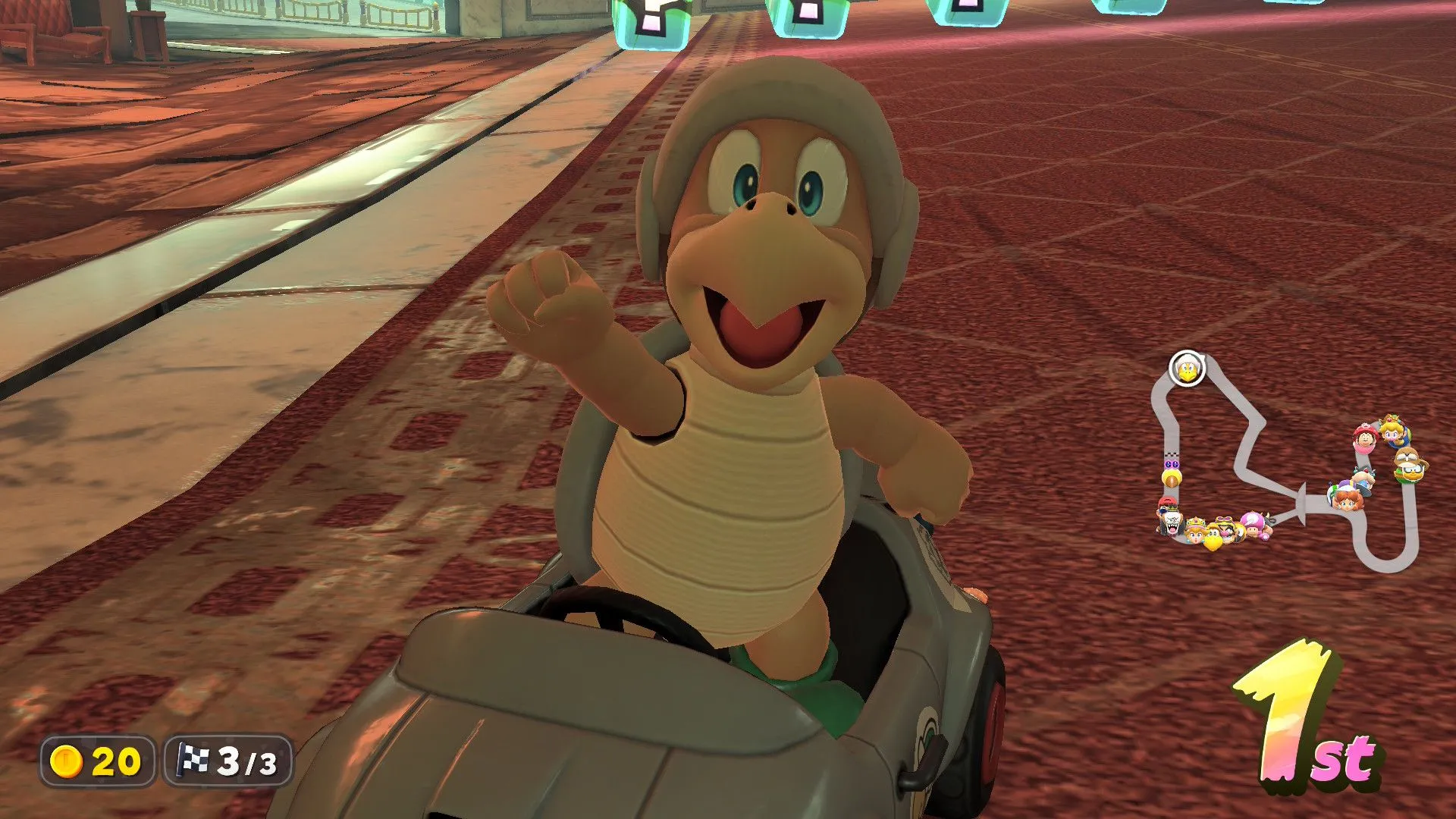 nhân vật Hammer Bro trong Mario Kart World đang lái xe