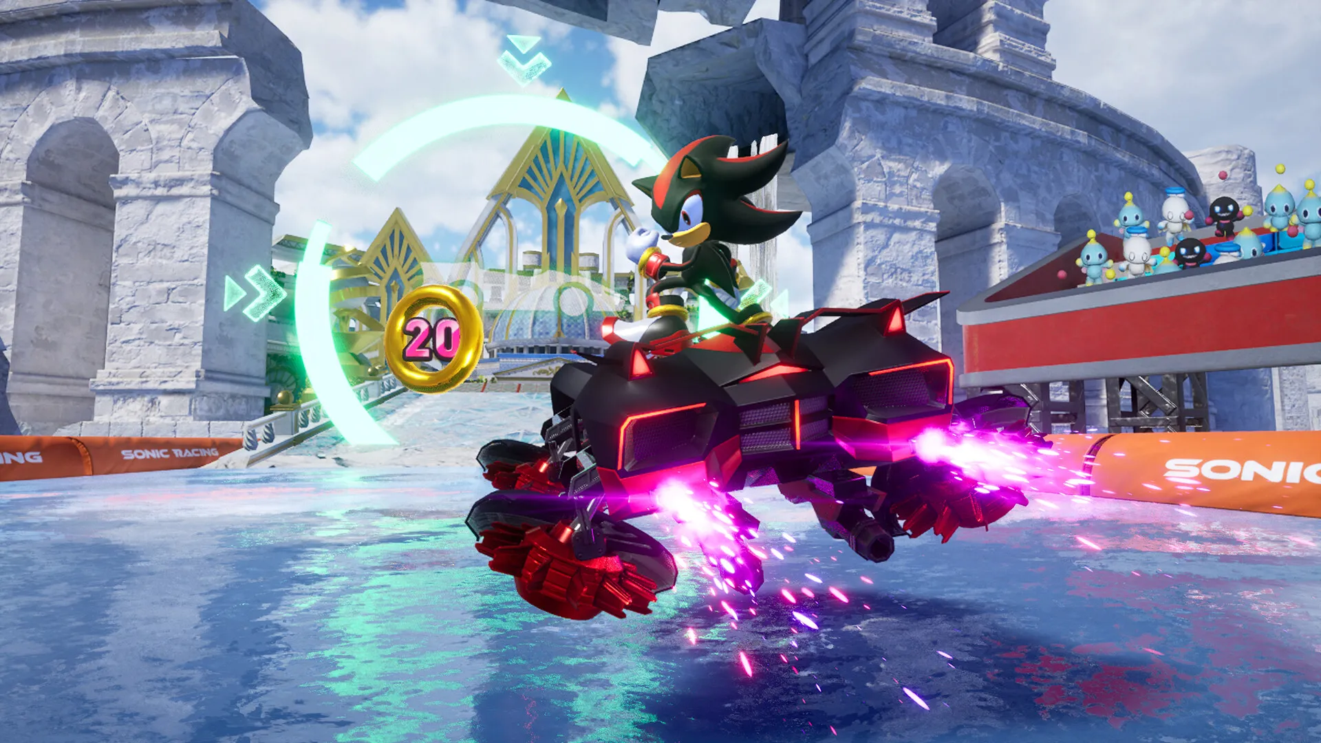 Nhân vật Shadow the Hedgehog tạo dáng ấn tượng trong tựa game đua xe Sonic Racing: CrossWorlds