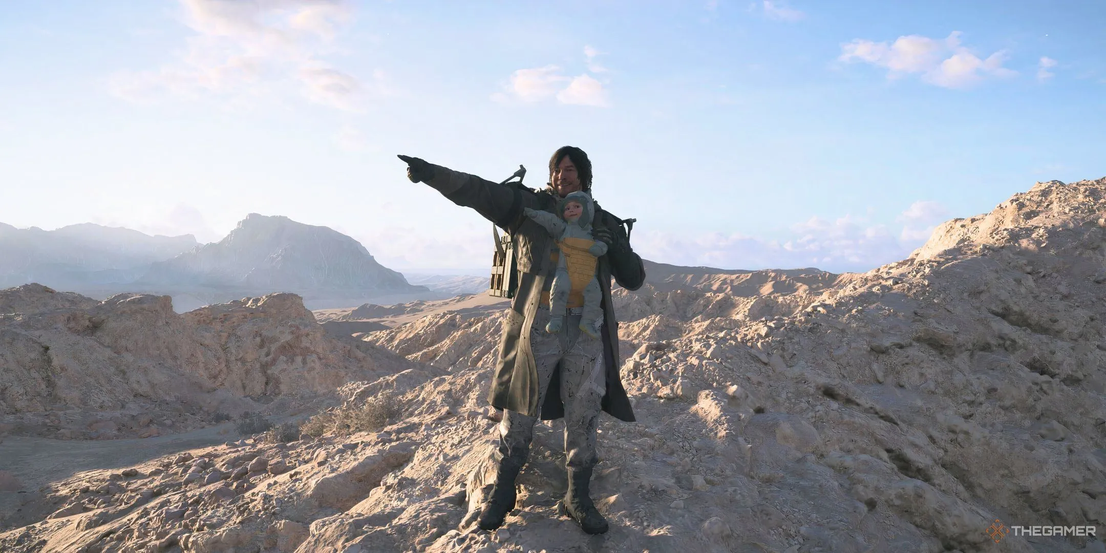 Sam Porter Bridges đơn độc trên hành trình với Lou trong Death Stranding 2: On the Beach, biểu tượng của sự cô lập.