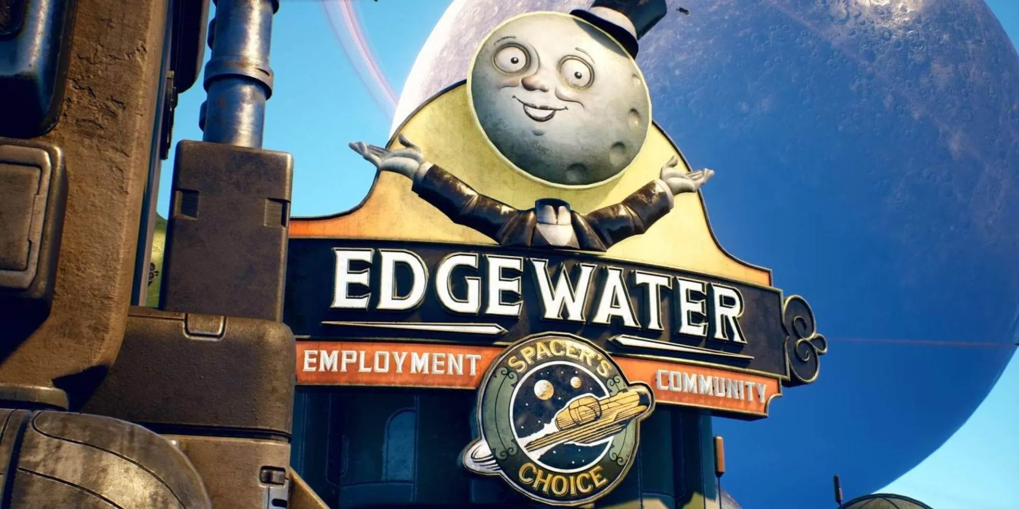 Thành phố Edgewater trong The Outer Worlds, đại diện cho bối cảnh game RPG của Obsidian Entertainment