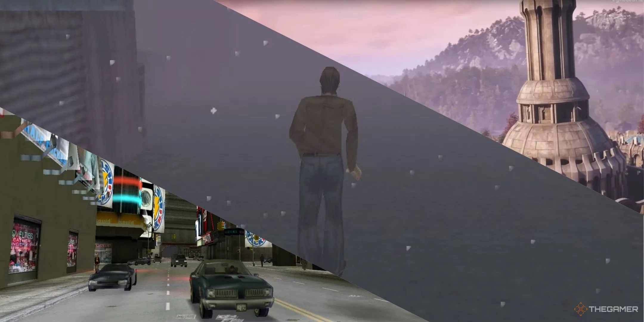 Tổng hợp các địa điểm nổi tiếng trong một số tựa game kinh điển như Grand Theft Auto, Silent Hill và The Elder Scrolls.