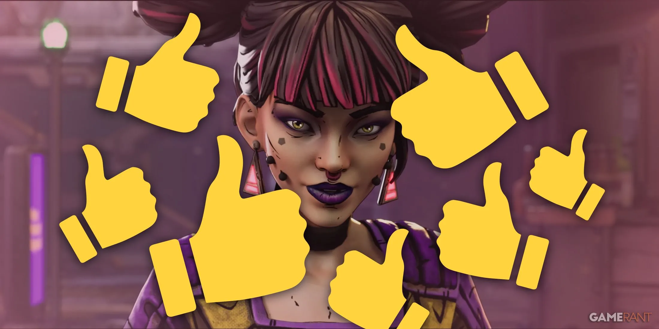 Vex the Siren đưa ngón tay cái biểu lộ sự tán thành trong một đoạn giới thiệu của Borderlands 4, cho thấy phong cách hài hước quen thuộc của series.