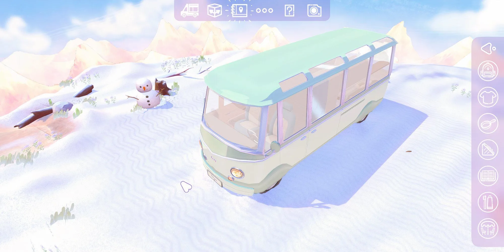 Xe camper van trên đỉnh núi trong game Camper Van: Make it Home