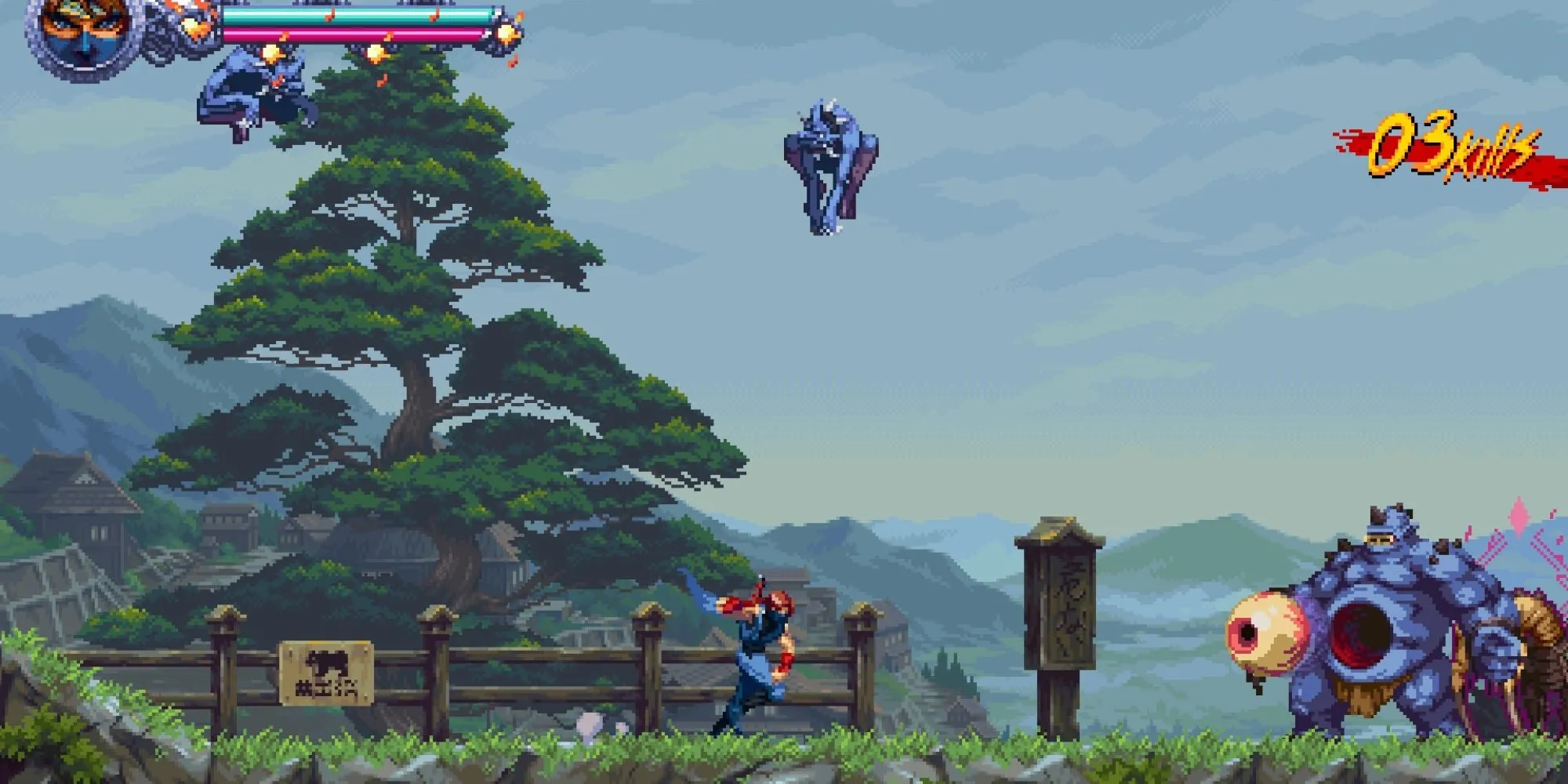 Cảnh chiến đấu gay cấn trong Ninja Gaiden Ragebound, thể hiện kỹ năng người chơi đạt thứ hạng S.