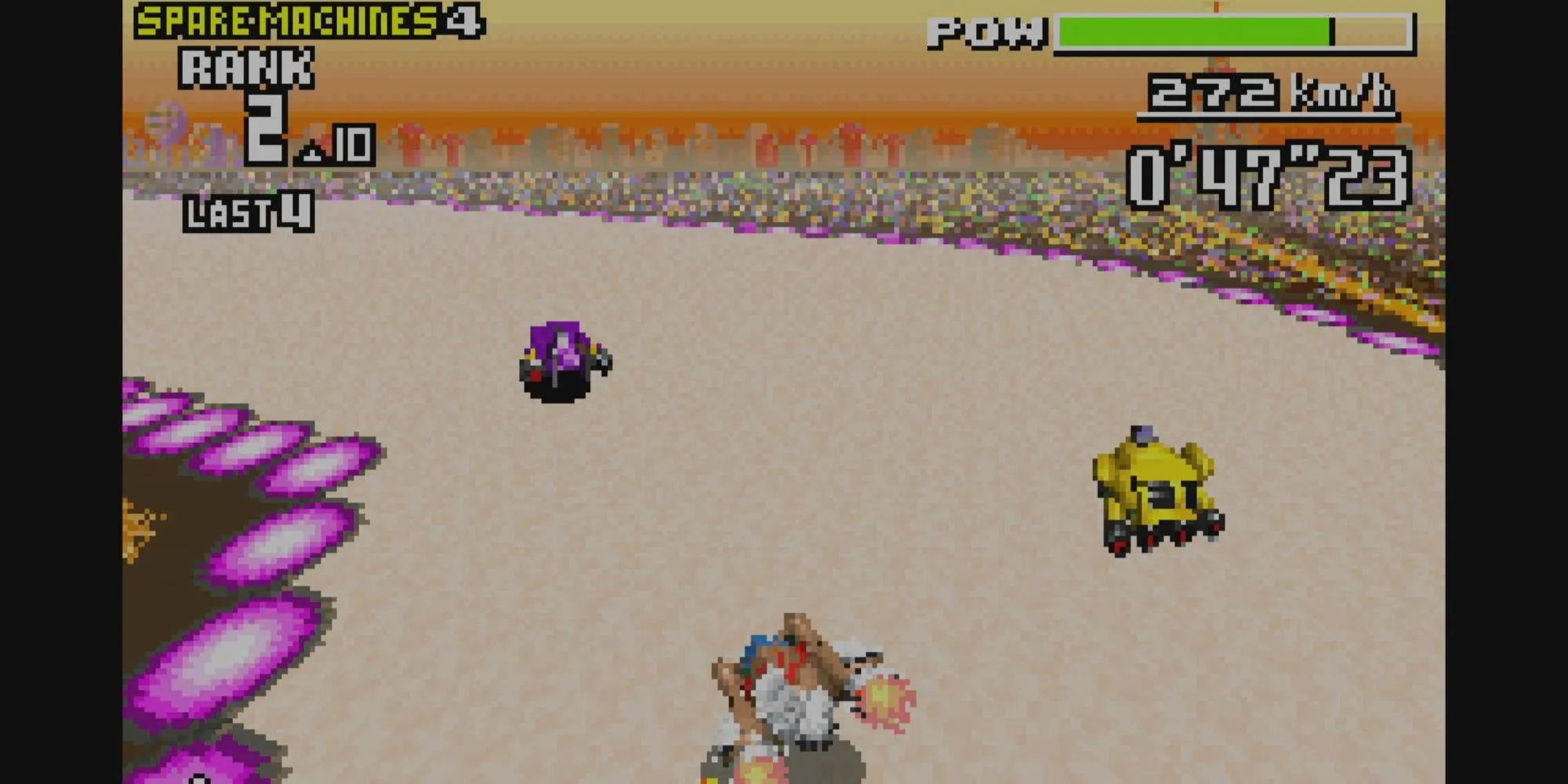 Cảnh đua tốc độ cao nghẹt thở trong tựa game F-Zero Maximum Velocity trên nền tảng GBA.