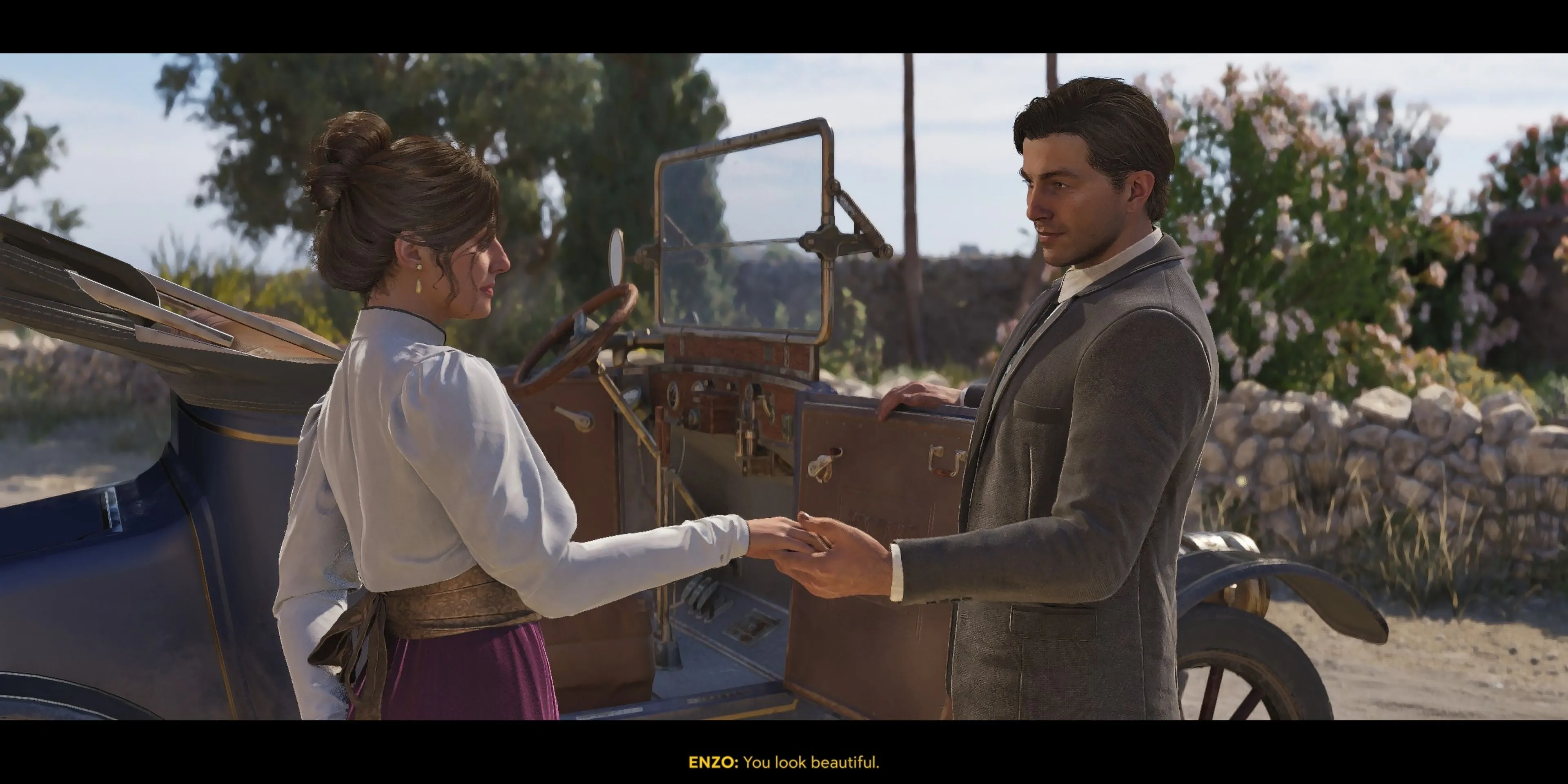 Enzo và Isabella trong một khoảnh khắc cảm xúc của Mafia: The Old Country