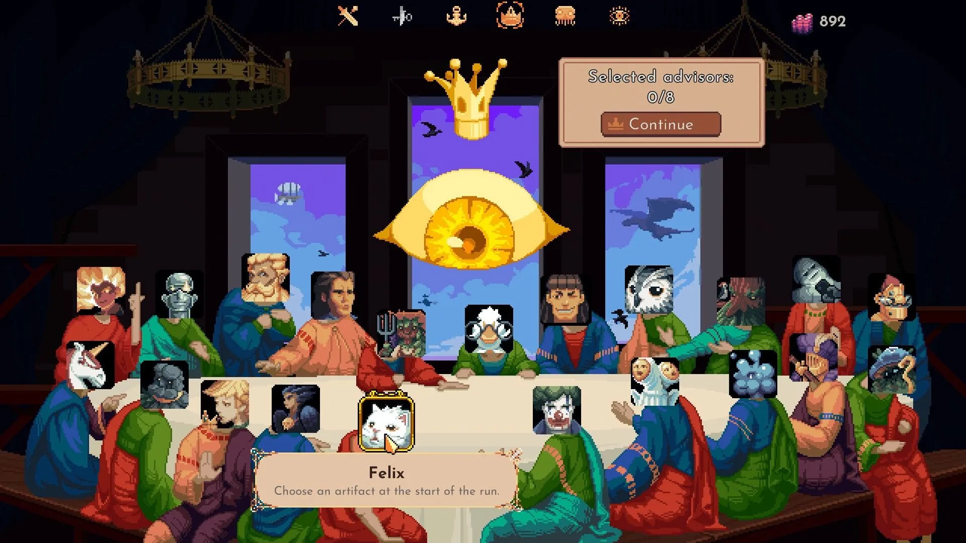 Giao diện tổng quan vương quốc The King is Watching với đồ họa Kingdom Rush, hiển thị các công trình và đơn vị.