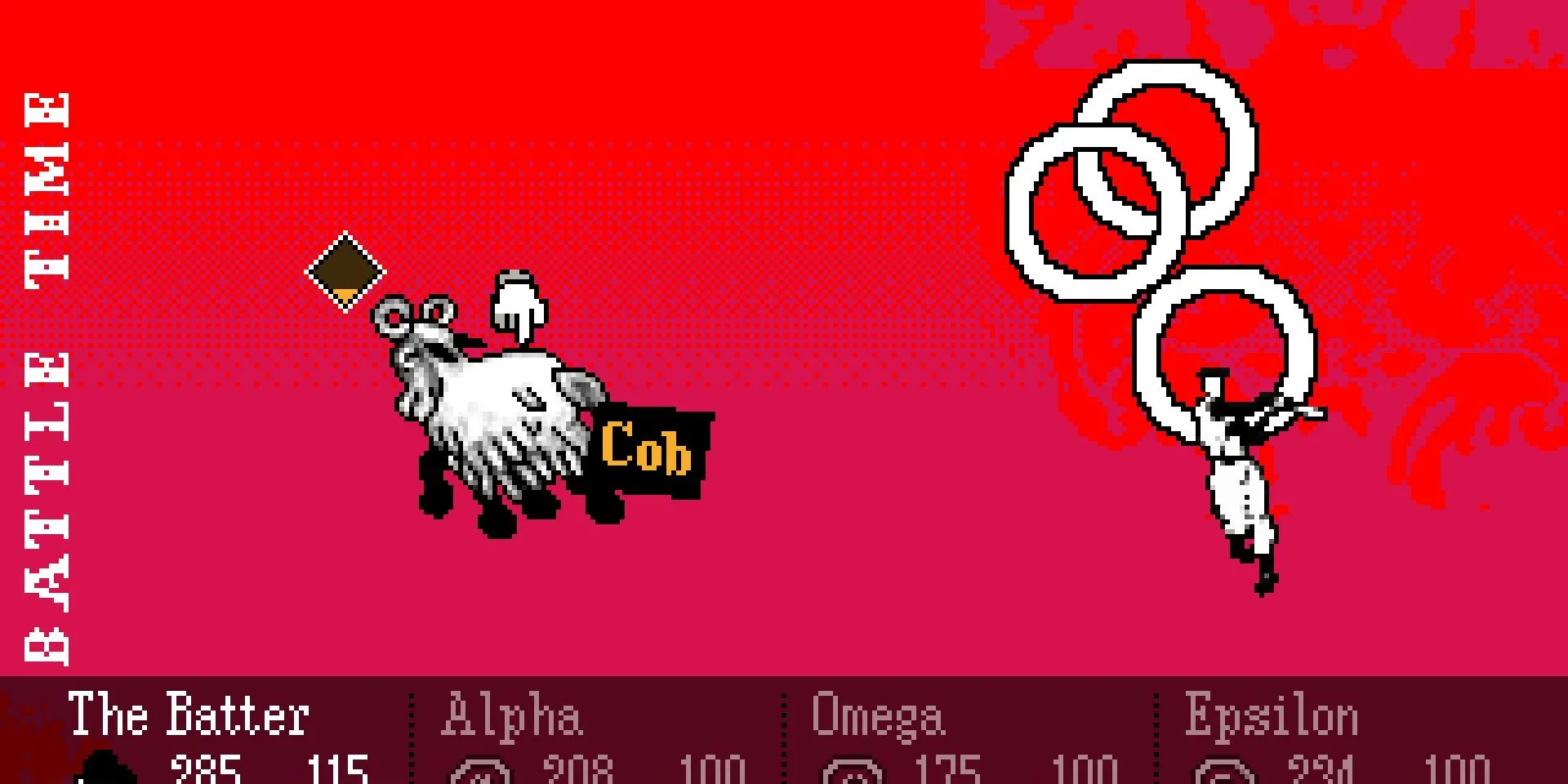 Khoảnh khắc chiến đấu căng thẳng với boss Cob trong OFF Remaster, hiển thị các thành viên trong đội hình và chỉ số.