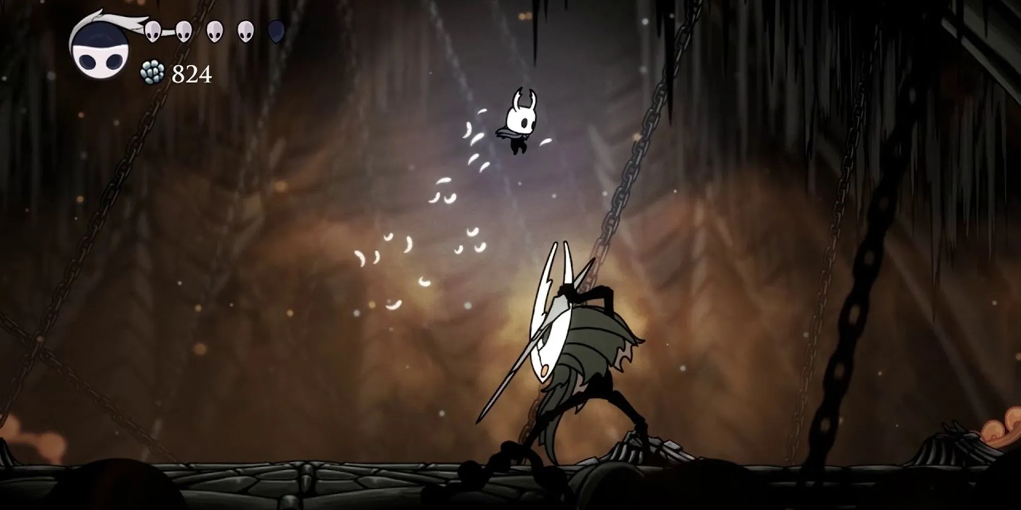 Kị Sĩ đối mặt với Hollow Knight trong Đền Trứng Đen