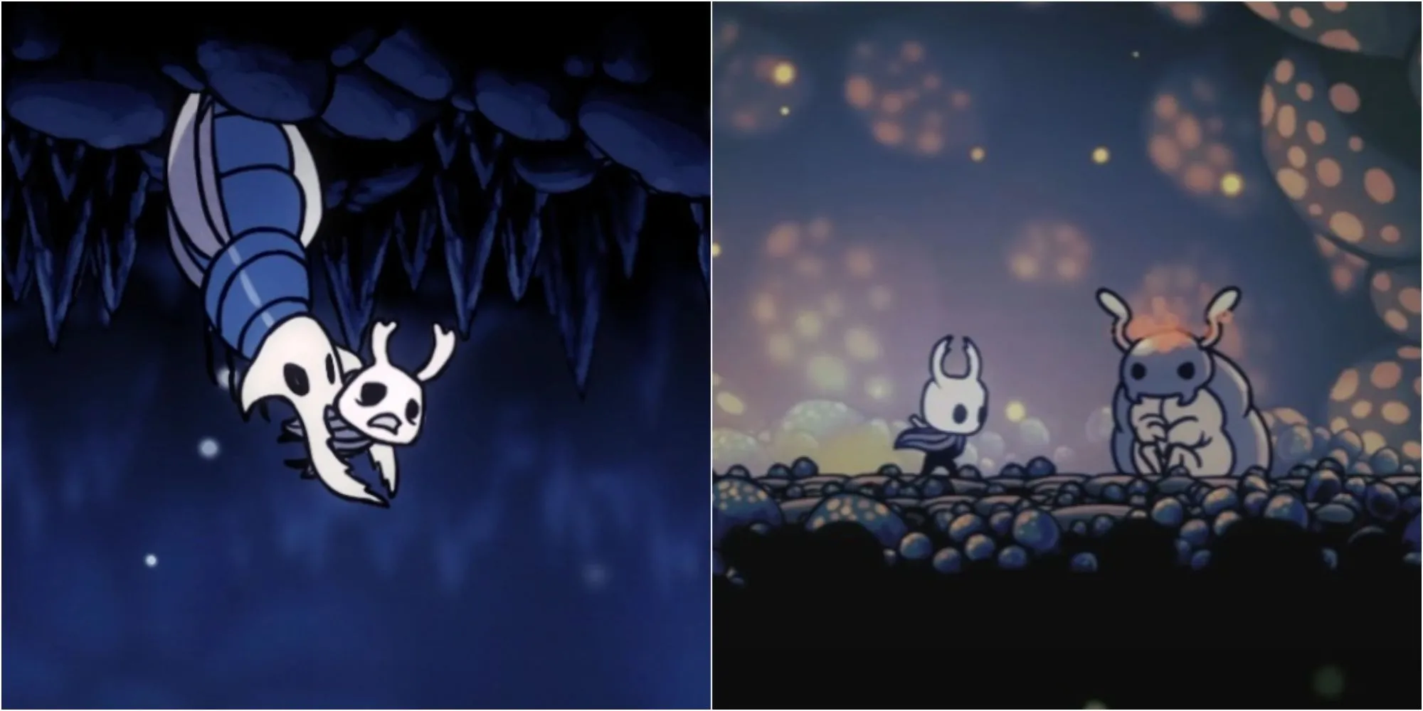 Kỵ Sĩ Vô Danh thực hiện đòn tấn công vào Grey Prince Zote trong DLC Hidden Dreams