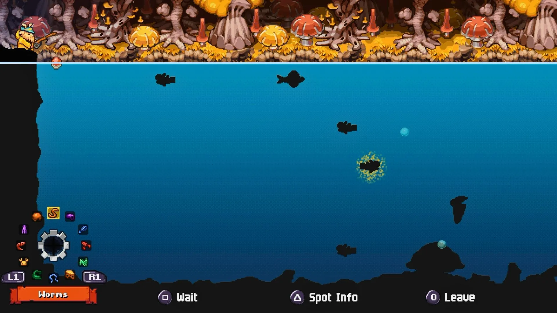 Mini-game câu cá trong Chained Echoes: Ashes of Elrant, thể hiện hoạt động thư giãn mới.