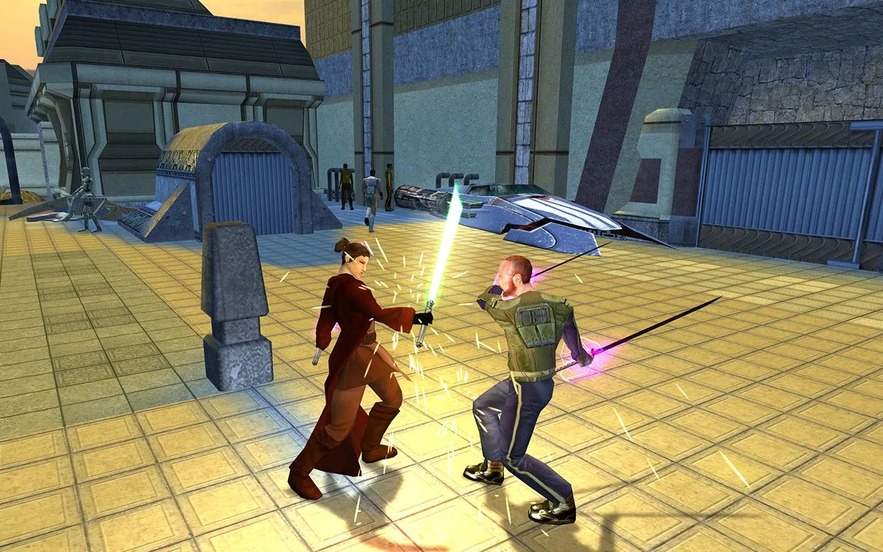 Mô tả hình ảnh: Một cảnh từ Star Wars Knights of the Old Republic 2, minh họa tính chất nhập vai và các quyết định ảnh hưởng đến cốt truyện.