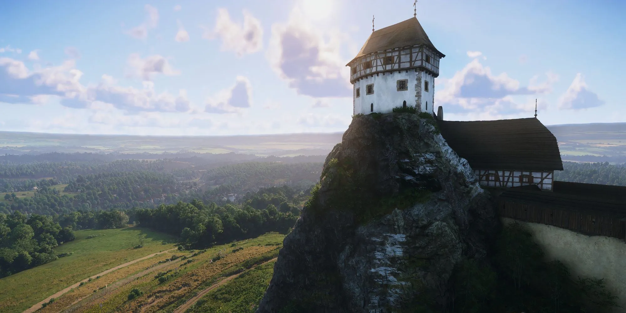 Một tòa nhà lớn được sử dụng làm mốc địa lý trong bản đồ Kingdom Come Deliverance 2