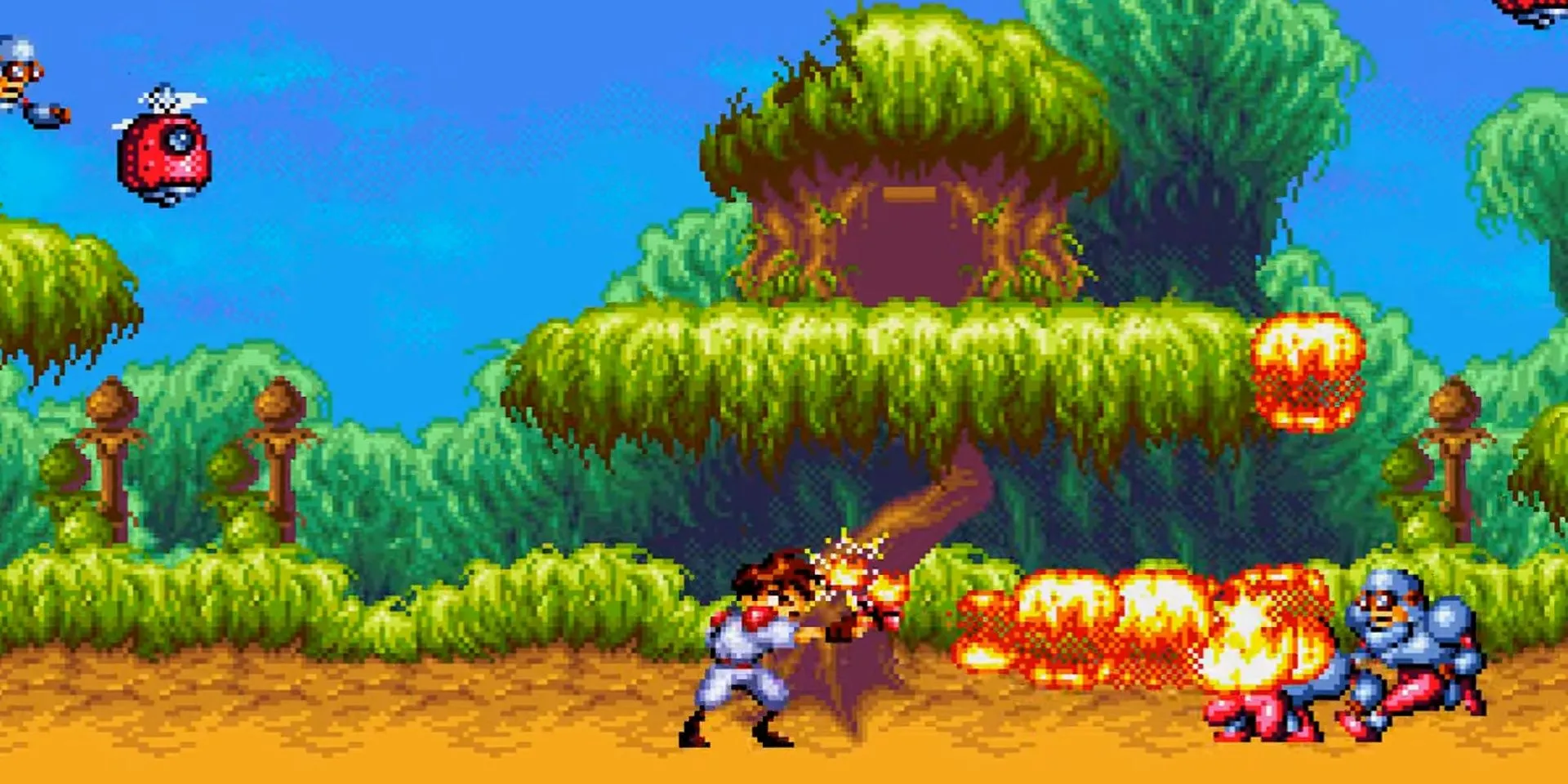 Nhân vật sử dụng súng Fire kết hợp trong Gunstar Heroes