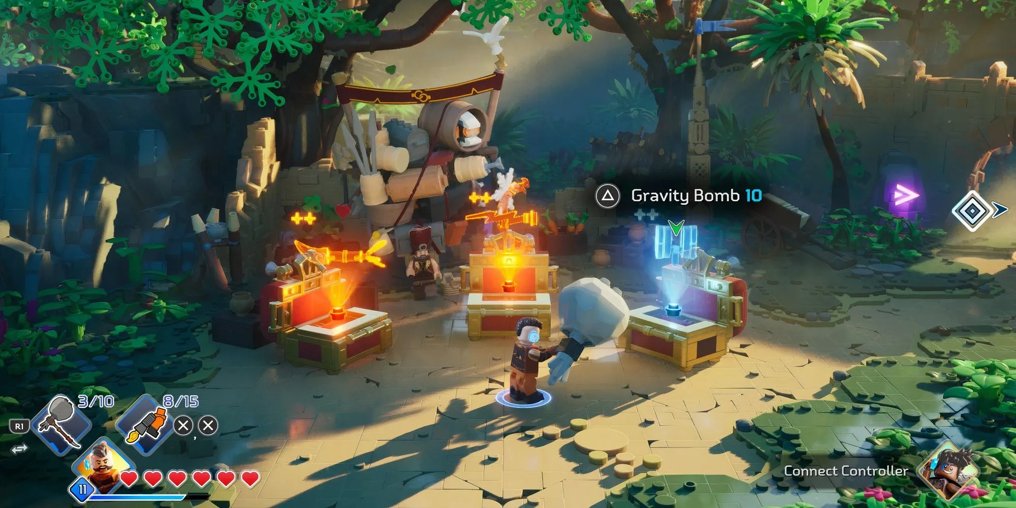 Rương chứa kỹ năng và vũ khí trong LEGO Horizon Adventures, minh họa cơ chế gameplay không như quảng cáo