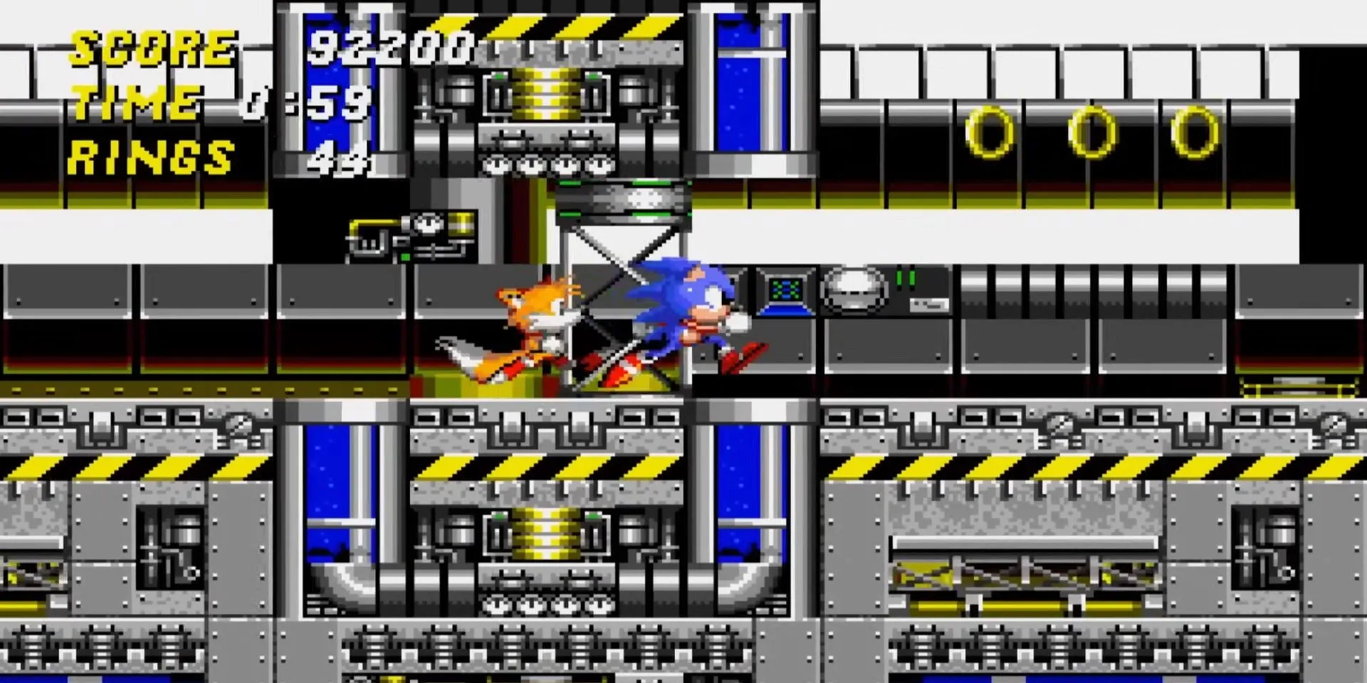 Sonic và Tails trong Chemical Plant Zone của Sonic the Hedgehog 2