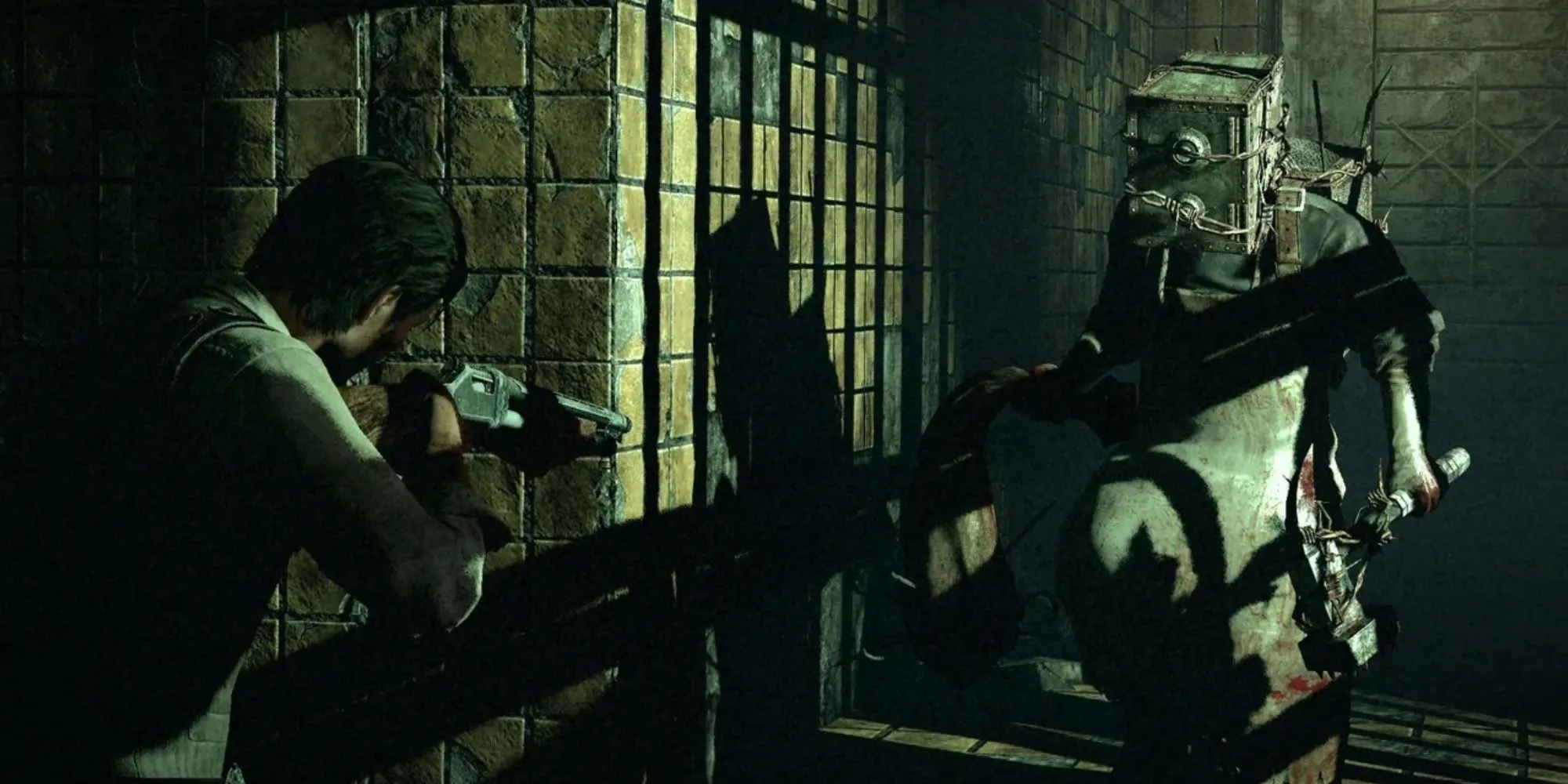Thám tử Sebastian Castellanos trong The Evil Within, chuẩn bị đối đầu với những sinh vật kinh dị.