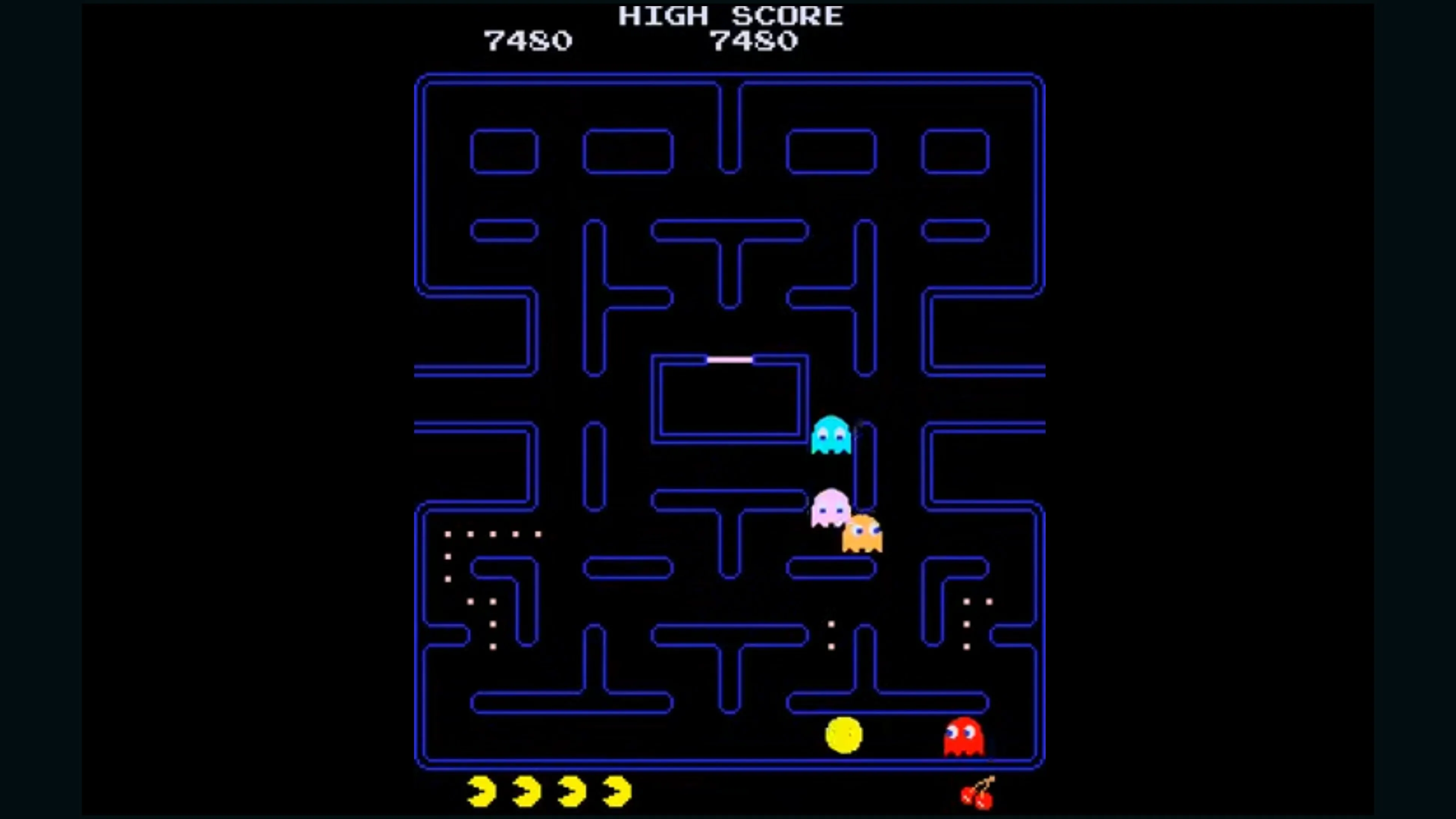 Ảnh chụp màn hình Pac‑Man trong game, minh họa phong cách đồ họa cổ điển