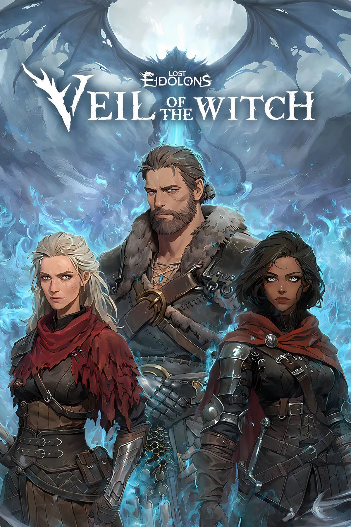 Ảnh cover và artwork chính của Lost Eidolons: Veil of the Witch, thể hiện tông màu u ám và chủ đề huyền bí