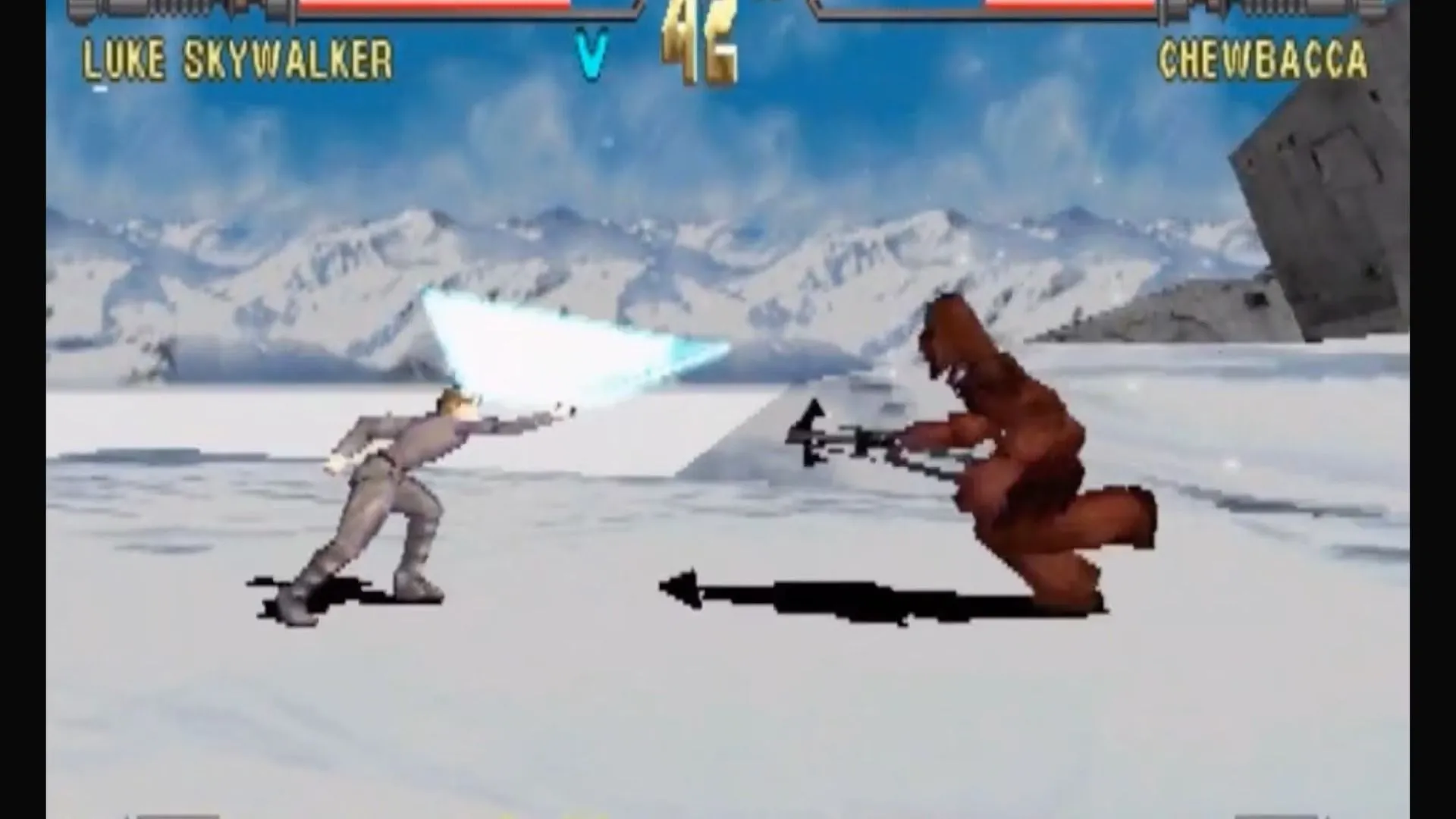 Ảnh gameplay Star Wars: Masters of Teras Kasi hiển thị đấu tay đôi giữa các nhân vật thuộc vũ trụ Star Wars