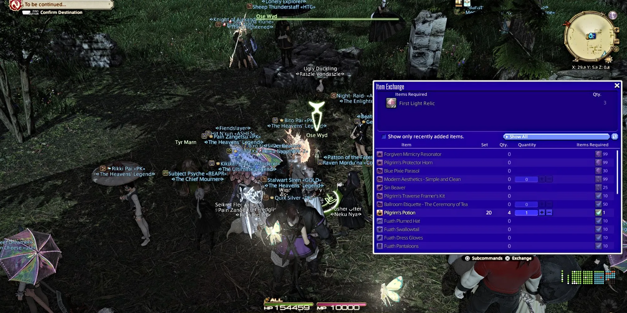 Bảng phần thưởng Pilgrim's Traverse (Ose Wyd) - mounts, minions, trang phục, vật phẩm trao đổi FFXIV