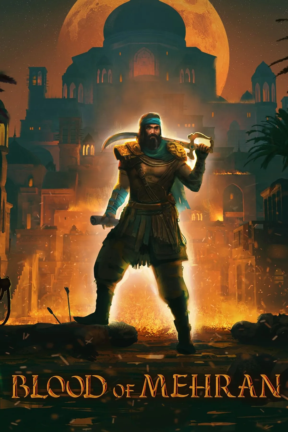 Bìa trò chơi Blood of Mehran, hiển thị ánh sáng Unreal Engine và phong cách hình ảnh Persian