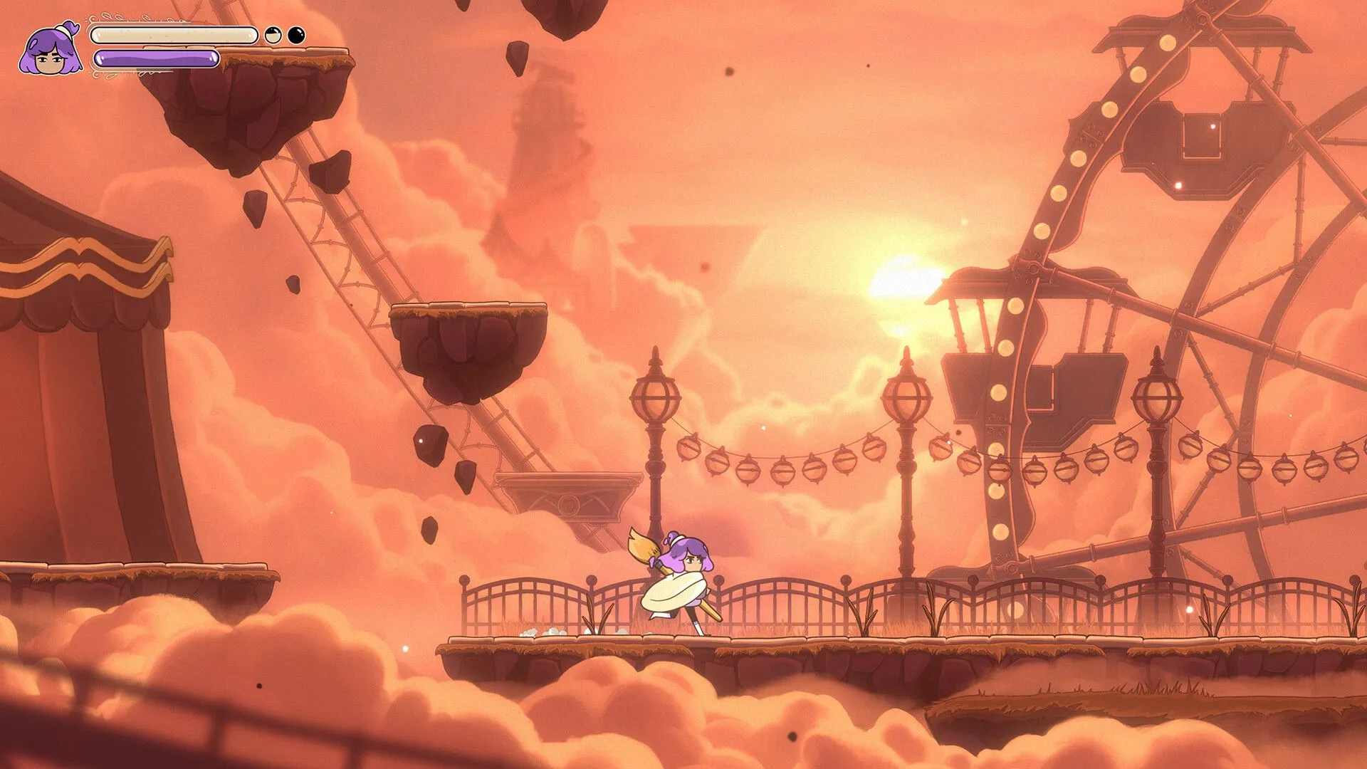 Constance gameplay Metroidvania nghệ thuật nhân vật lạc vào tranh với cơ chế mất máu khi nhập chìm