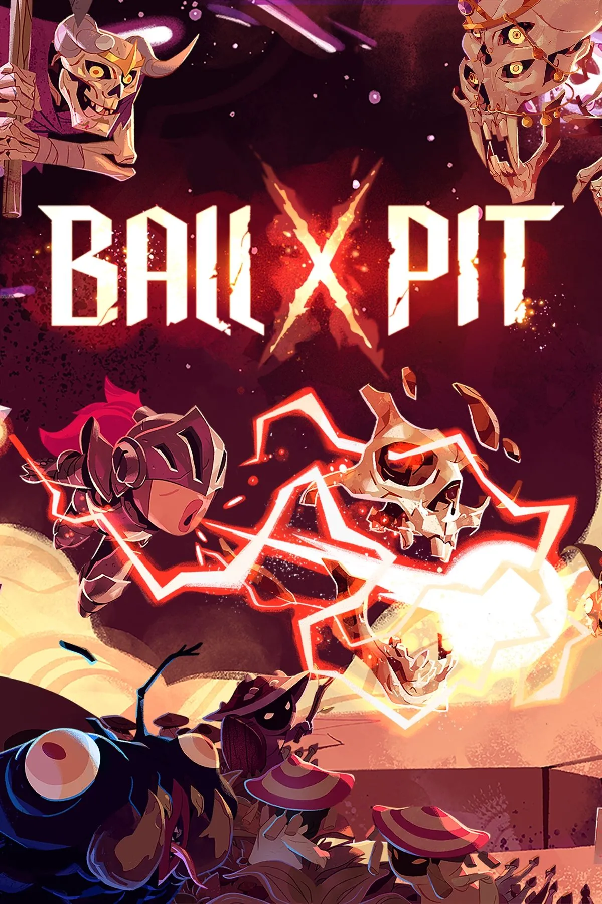 Cover art Ball X Pit hiển thị logo và motif quả bóng, phù hợp cho SEO với từ khóa bullet hell và roguelike