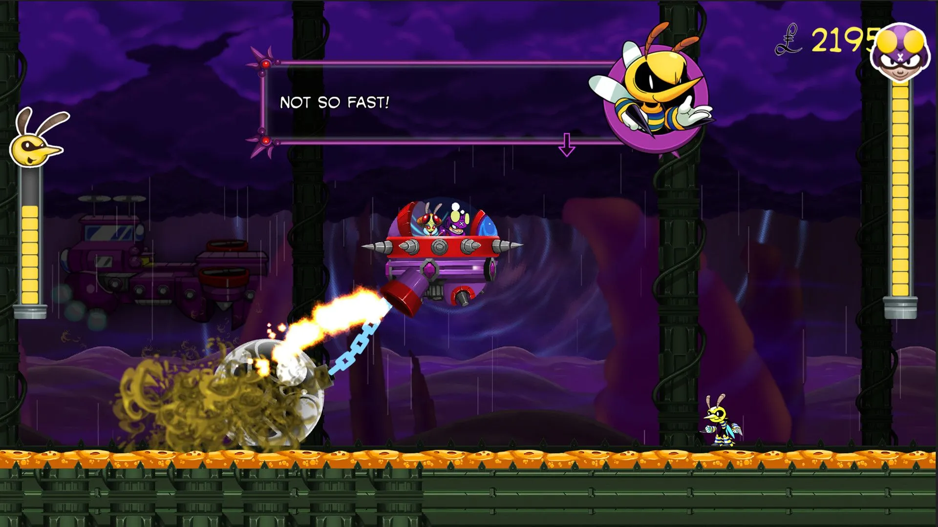 Crow trong Nefarious thực hiện tấn công ngược người hùng platformer