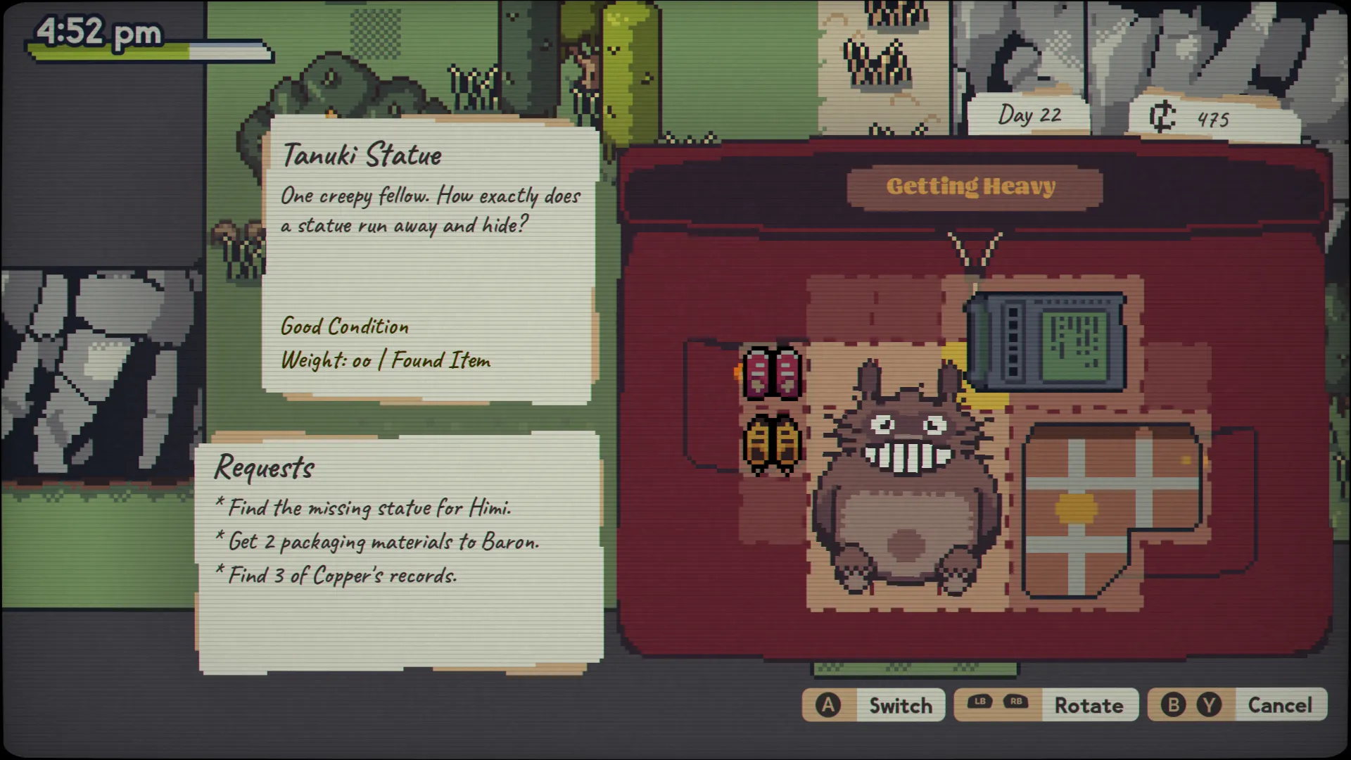 Giao diện thử thách nhảy đá và HUD quản lý vật phẩm trong Fading Serenades