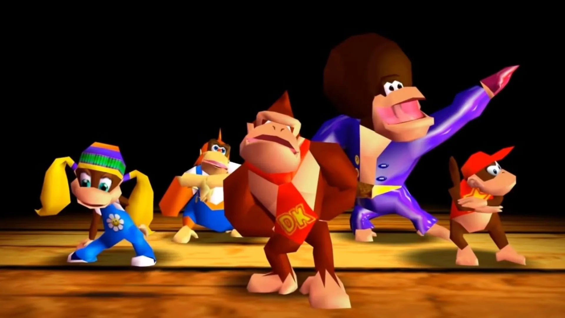 Hình ảnh Donkey Kong 64 với cảnh DK Rap, minh họa phong cách thu thập trong game