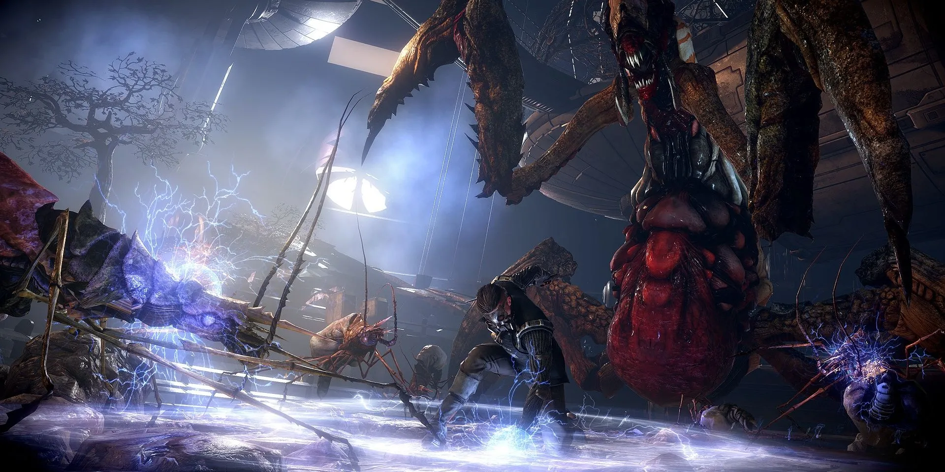 Kỹ năng bão sét trong The Technomancer, minh họa combat sử dụng điện năng và quái vật