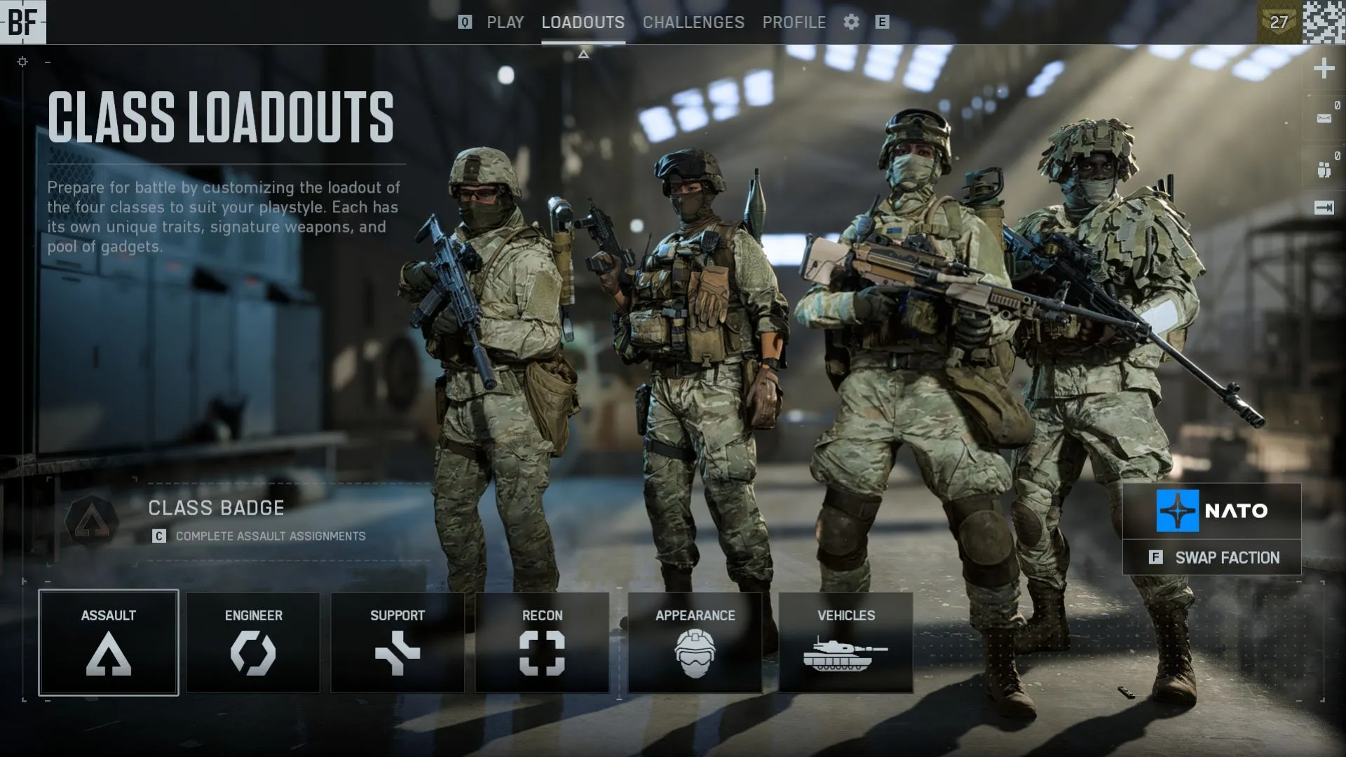 Loadouts lớp Battlefield 6 hiển thị vũ khí và proficiency