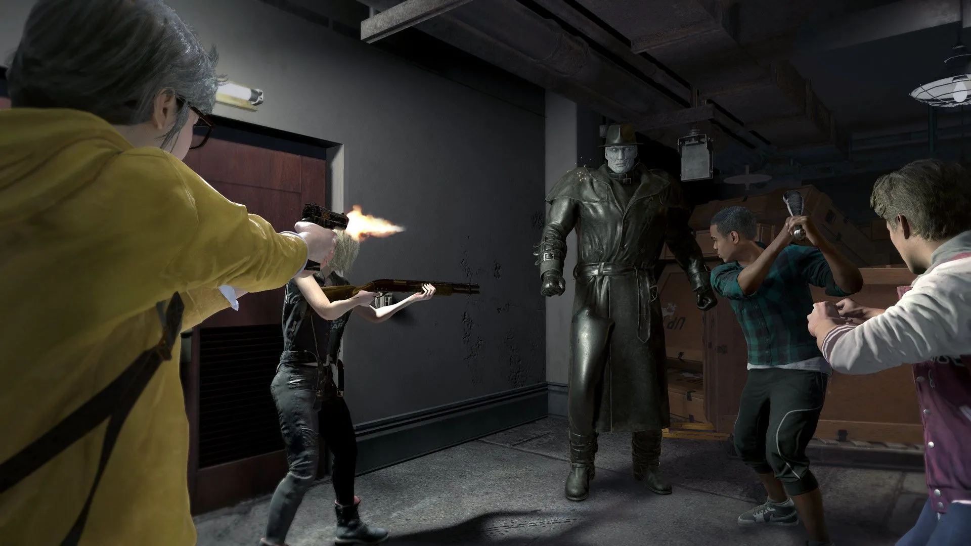 Mr. X xuất hiện trong Resident Evil: Resistance, minh họa cơ chế triệu hồi quái vật của Mastermind