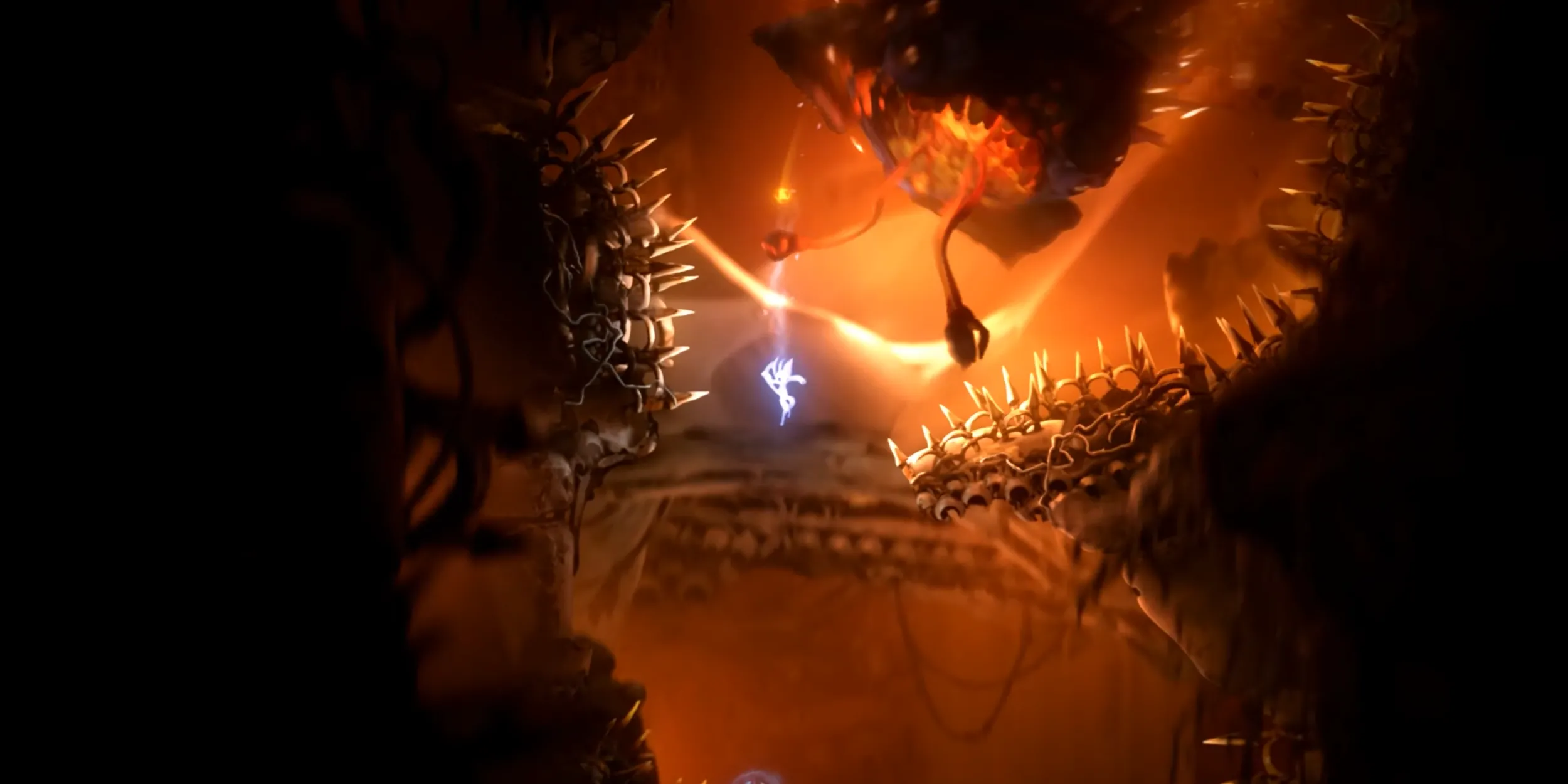 Ori và phân đoạn Sandworm Escape với đường hầm ngầm và chướng ngại động học
