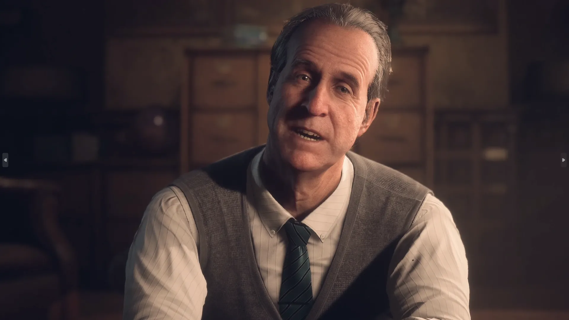 Rami Malek vai Josh Washington và Peter Stormare vai Dr. Alan Hill trong Until Dawn, cảnh đối thoại kịch tính giữa các nhân vật