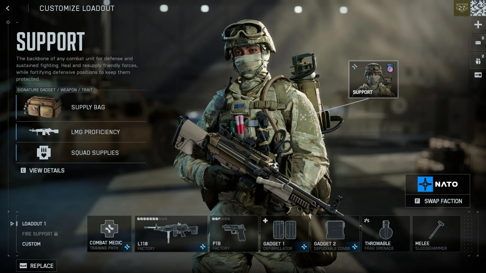 Support class Battlefield 6, defibrillator và supply bag hỗ trợ đội