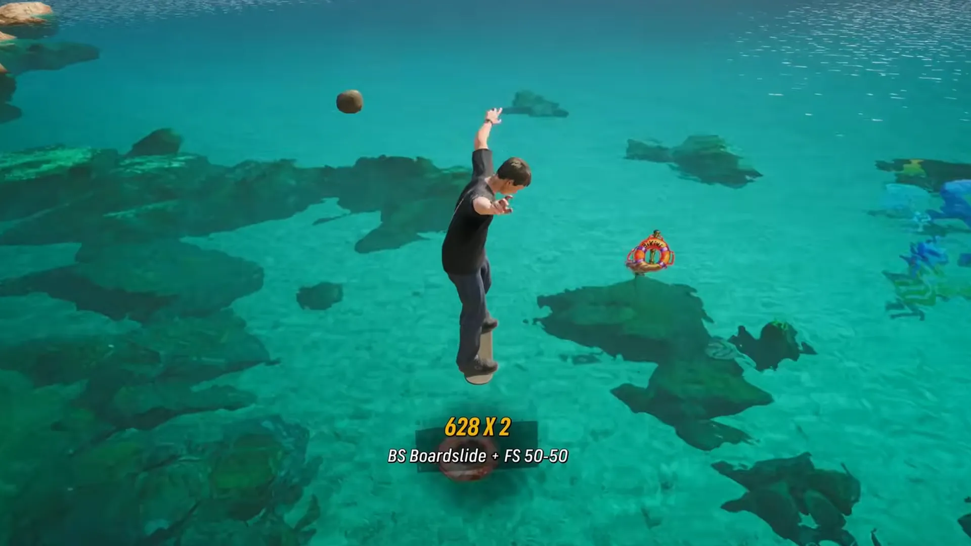 Tìm Bikini Bottom bằng cách nhảy vào vòng phao treo trên nước ở Skater Island