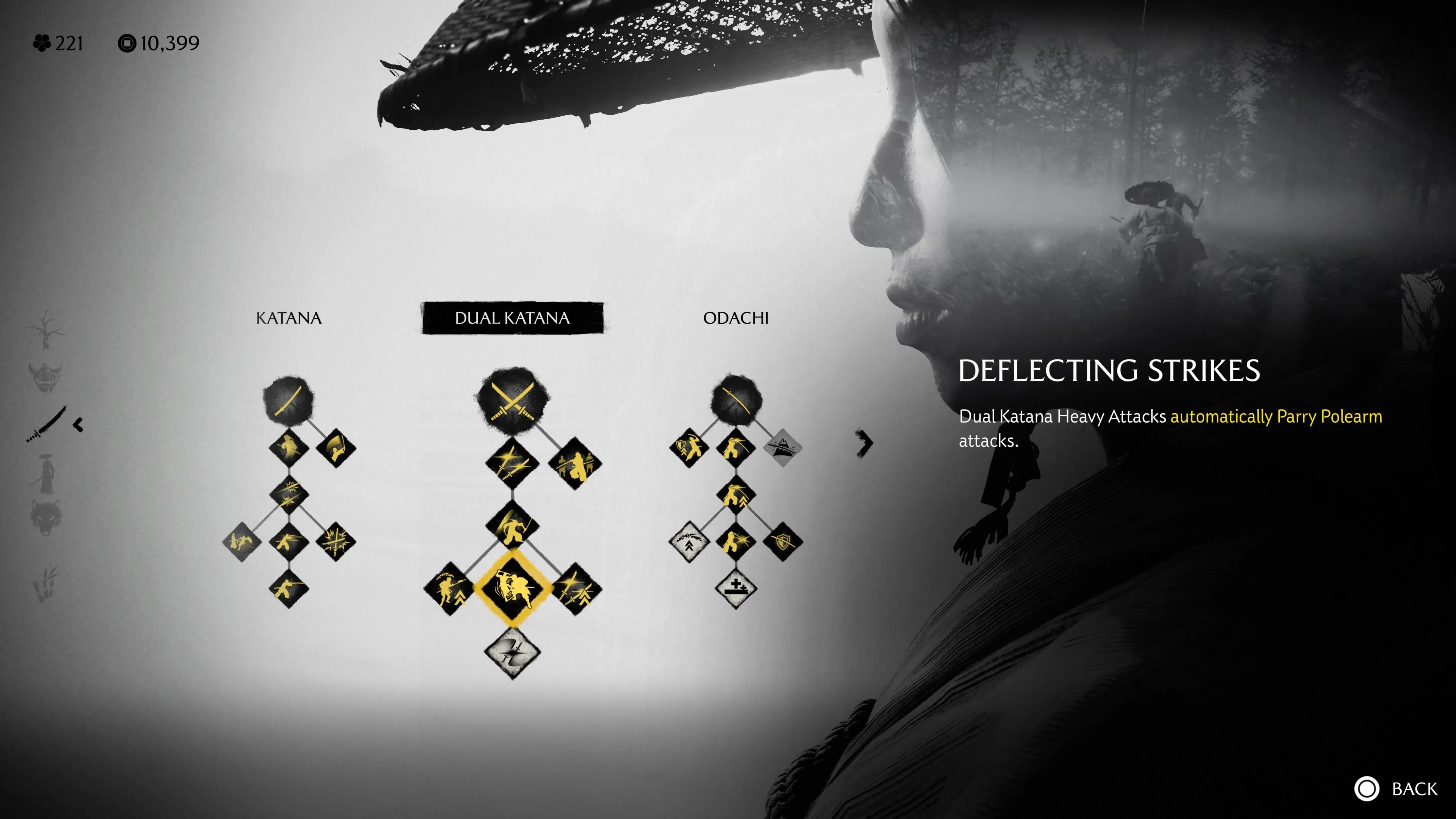 Tự động parry polearm với Deflecting Strikes trong Ghost of Yotei