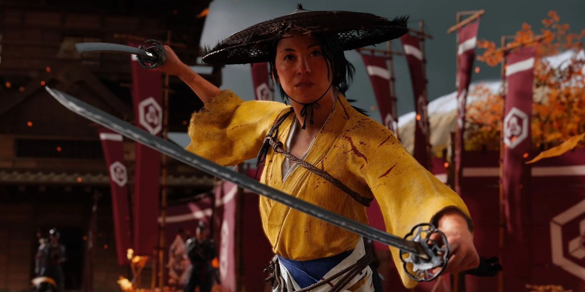 Vũ khí và thiết kế trong Ghost of Yotei - hình ảnh minh họa cân nhắc của Sucker Punch khi tối ưu trải nghiệm và tránh lỗi hiển thị